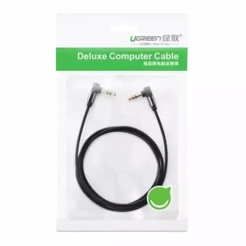 Ugreen 30559 2M màu Đen Cáp âm thanh 2 đầu 3.5mm dương 2 đầu vuông góc mạ vàng AV139