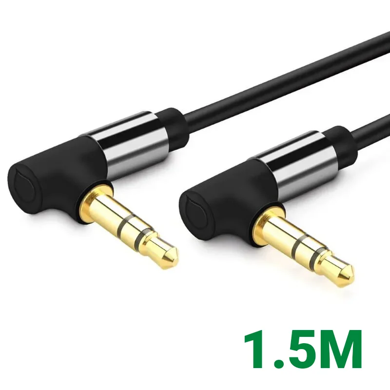 Ugreen 30558 1.5M màu Đen Cáp âm thanh 2 đầu 3.5mm dương 2 đầu vuông góc mạ vàng AV139 — ảnh 1