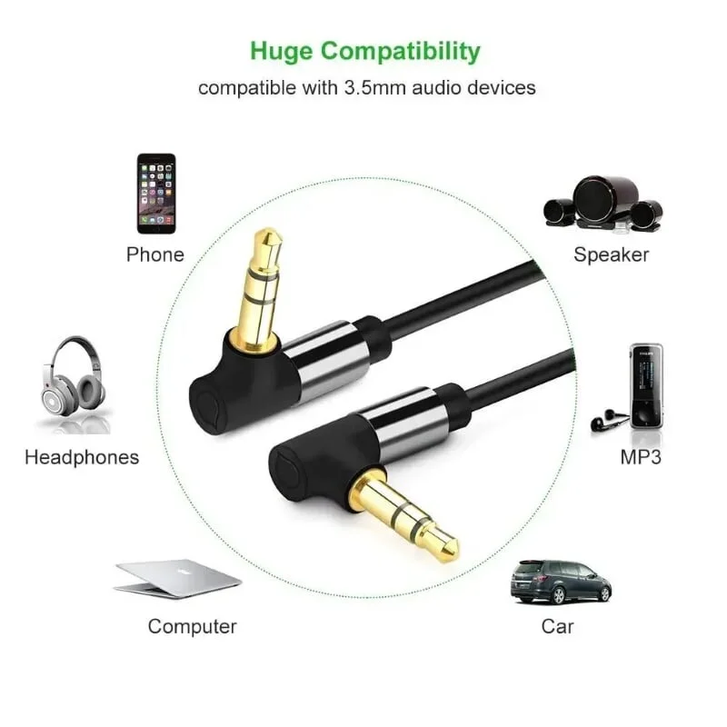 Ugreen 30559 2M màu Đen Cáp âm thanh 2 đầu 3.5mm dương 2 đầu vuông góc mạ vàng AV139 — ảnh 4
