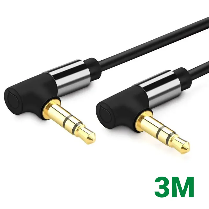 Ugreen 30560 3M màu Đen Cáp âm thanh 2 đầu 3.5mm dương 2 đầu vuông góc mạ vàng AV139