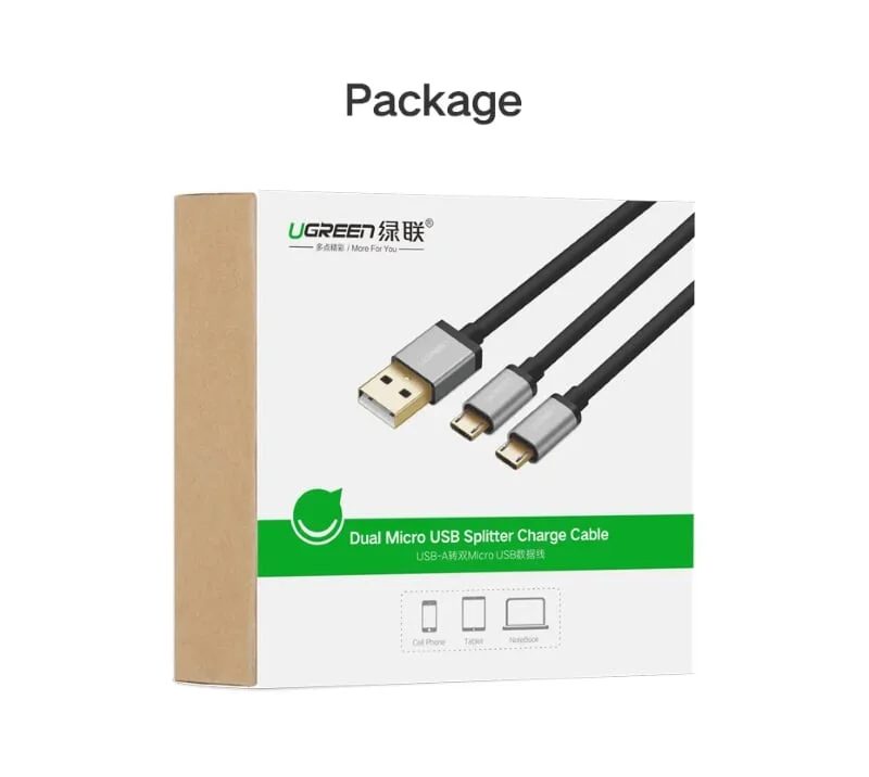 Ugreen 30573 1.5m màu xanh Cáp USB-A 2.0 sang Micro USB + USB-C US196 — ảnh 10