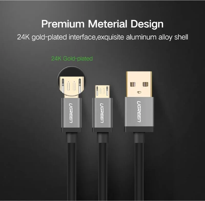 Ugreen 30574 2m màu xanh Cáp USB-A 2.0 sang Micro USB + USB-C US196 — ảnh 7