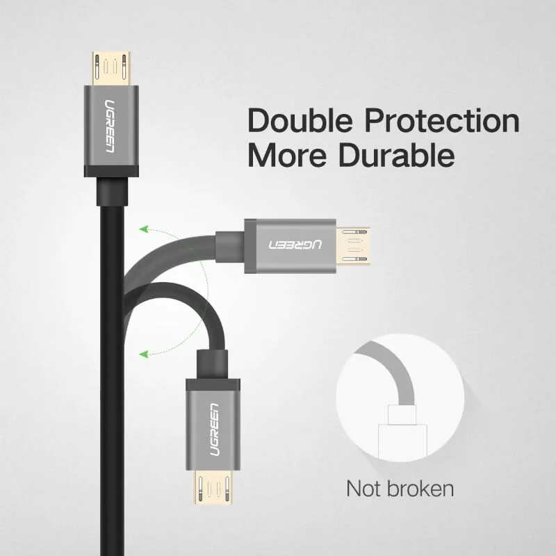 Ugreen 30574 2m màu xanh Cáp USB-A 2.0 sang Micro USB + USB-C US196 — ảnh 9