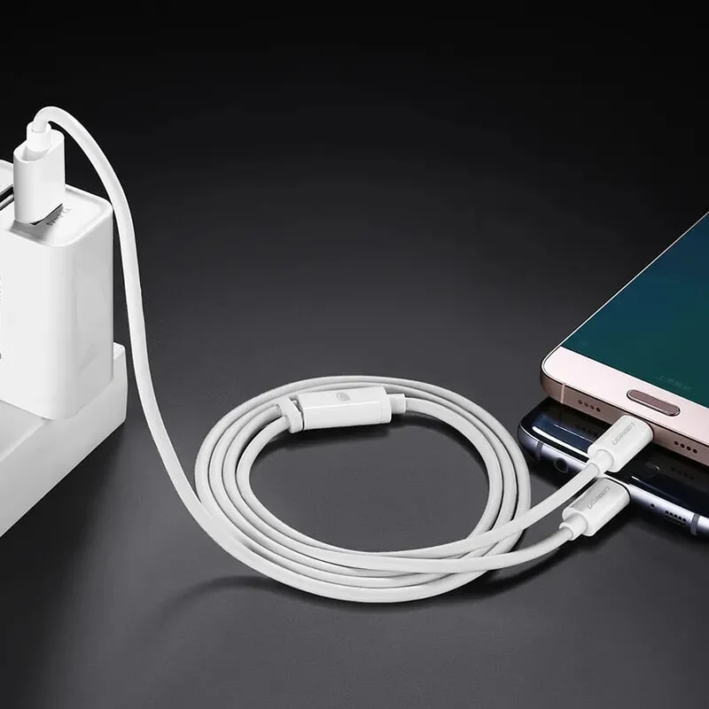 Ugreen 30578 2M màu Trắng Cáp USB-A sang Micro USB + USB-C cao cấp US197 — ảnh 3