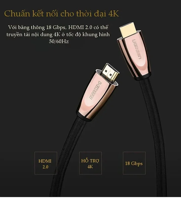 Ugreen 30604 3M Cáp HDMI 2.0 hỗ trợ 3D 4K Ethernet vỏ nilon bện HD110 — ảnh 2