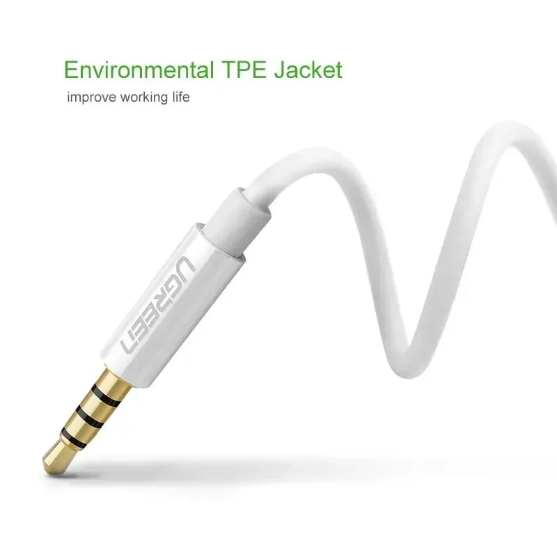 Ugreen 30618 20CM màu Trắng Dây chuyển âm thanh 3.5mm dương sang Jack Mic + Loa âm AV141