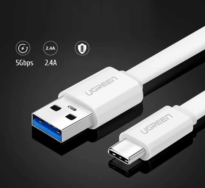 Ugreen 30622 0.5M màu Trắng Cáp USB TypeC sang USB 3.0 cáp tròn US172