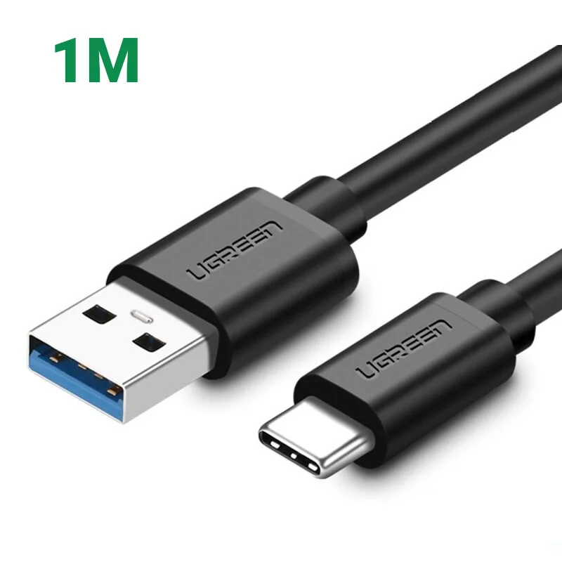 Ugreen 30628 1M màu Đen Cáp USB TypeC sang USB 3.0 cáp tròn US172