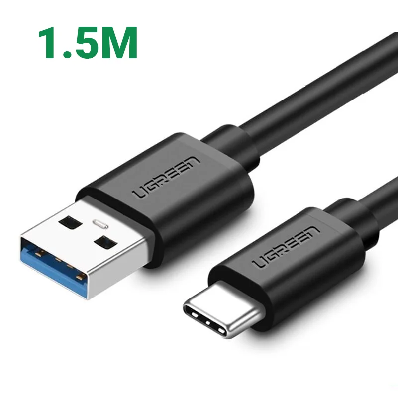 Ugreen 30629 1.5M màu Đen Cáp USB TypeC sang USB 3.0 cáp tròn US172