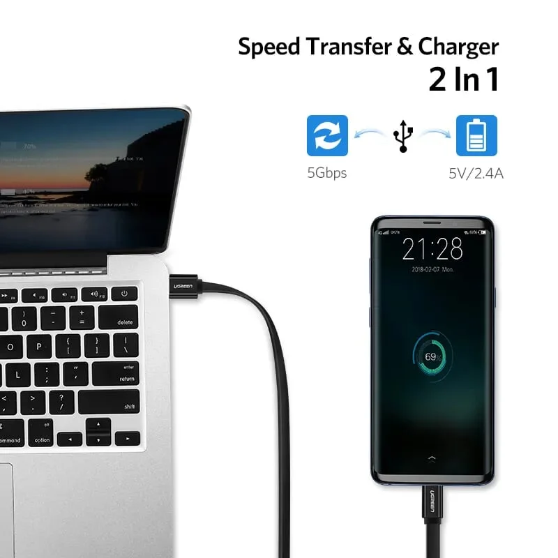 Ugreen 30630 2M màu Đen Cáp USB TypeC sang USB 3.0 cáp tròn US172 — ảnh 6