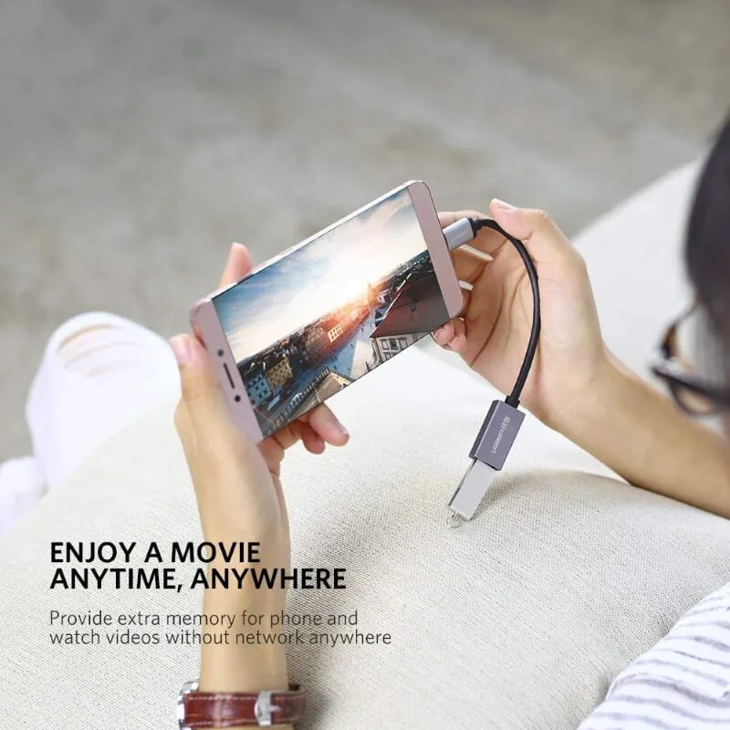 Ugreen 30646 13CM màu xám Dây USB Type-C hỗ trợ OTG US203