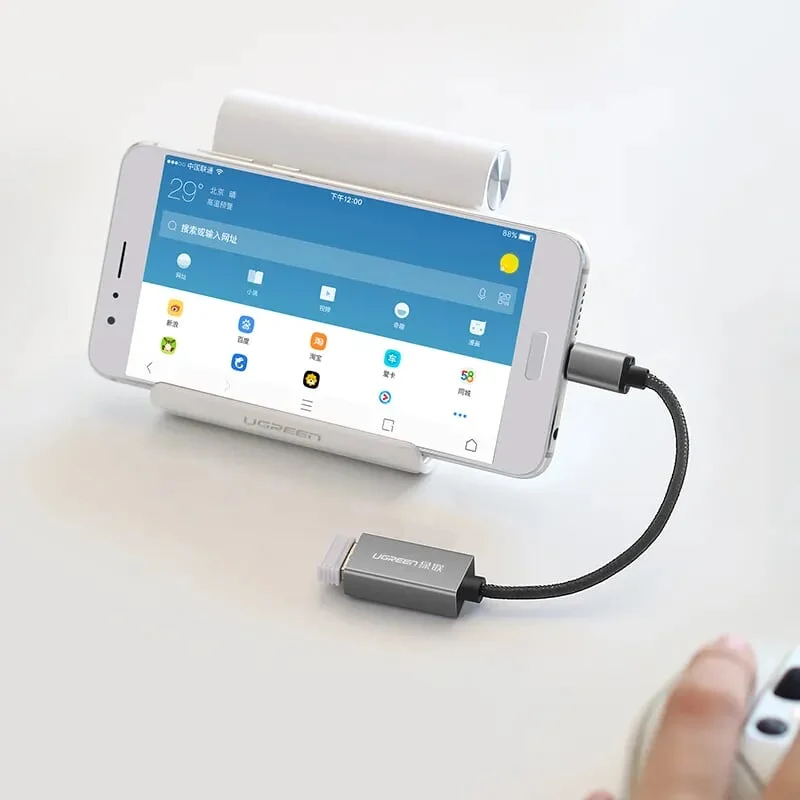 Ugreen 30646 13CM màu xám Dây USB Type-C hỗ trợ OTG US203