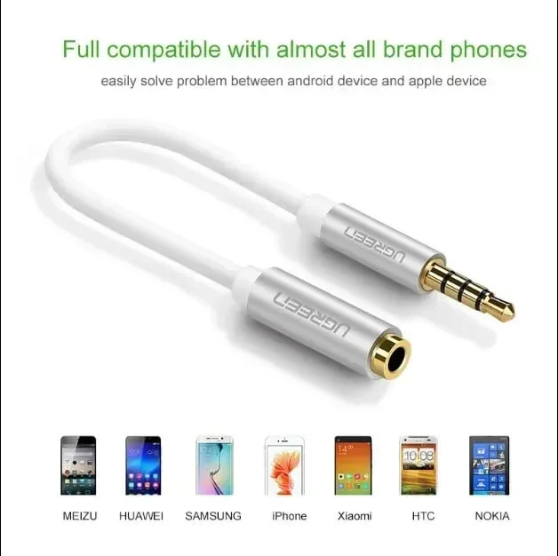 Ugreen 30746 20CM màu Đen Cáp âm thanh 3.5mm nối dài AV136 — ảnh 4