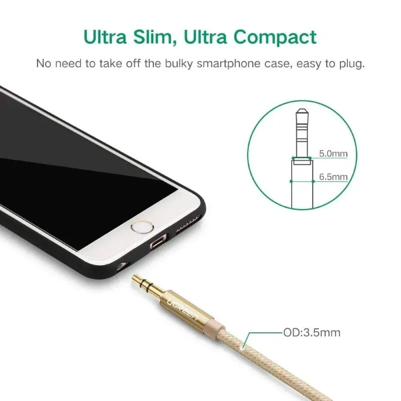 Ugreen 30809 1M màu Vàng Cáp âm thanh 2 đầu 3.5mm dương AV112 — ảnh 4