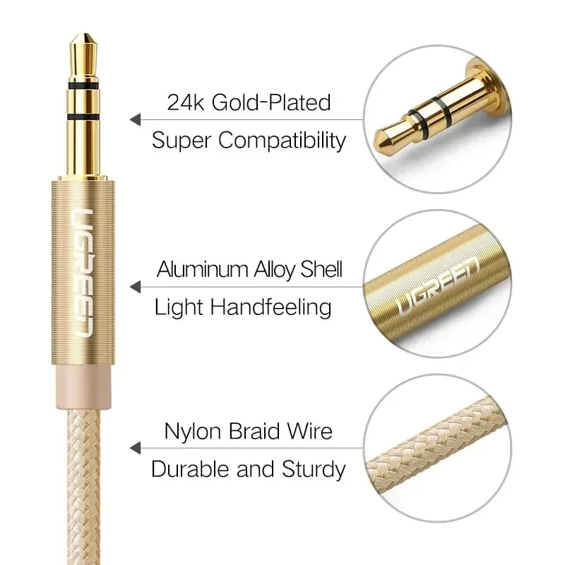 Ugreen 30812 3M màu Vàng Cáp âm thanh 2 đầu 3.5mm dương AV112 — ảnh 5