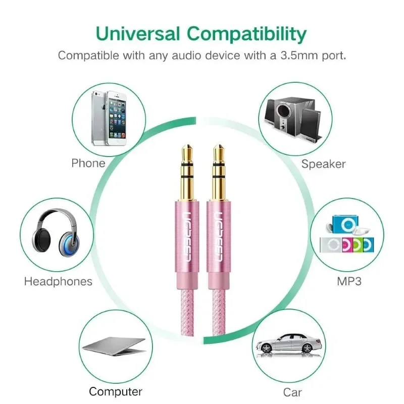Ugreen 30814 1M màu Hồng Cáp âm thanh 2 đầu 3.5mm dương AV112 — ảnh 10