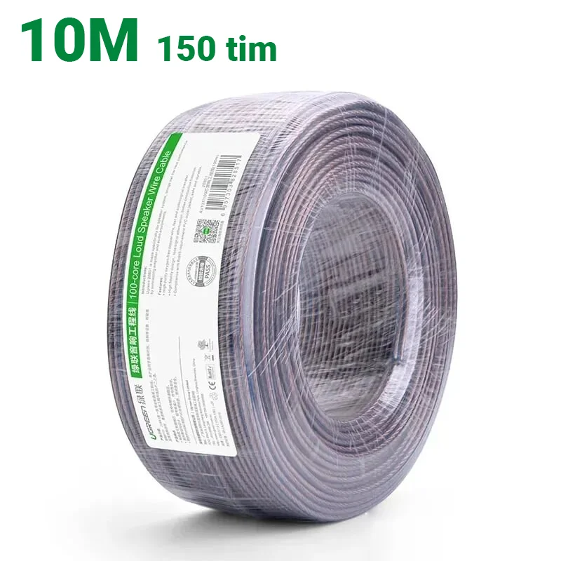 Ugreen 30827 10M Màu Đen Cáp âm thanh loa 150 tim AV137