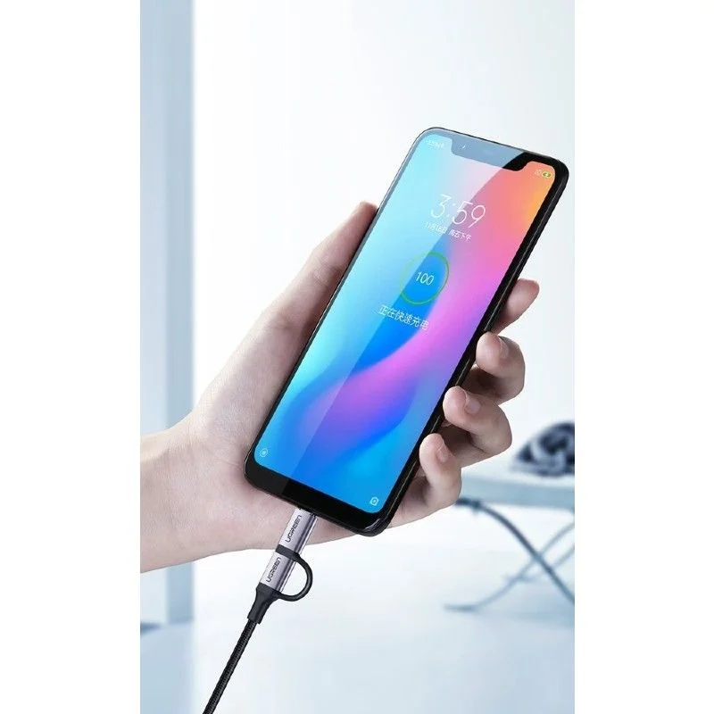 Ugreen 30875 1m cáp USB A ra Micro + Type C màu đen US177 — ảnh 5