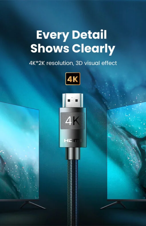 Ugreen 30999 1M 4K 60Hz màu đen Cáp hdmi hd119 — ảnh 3