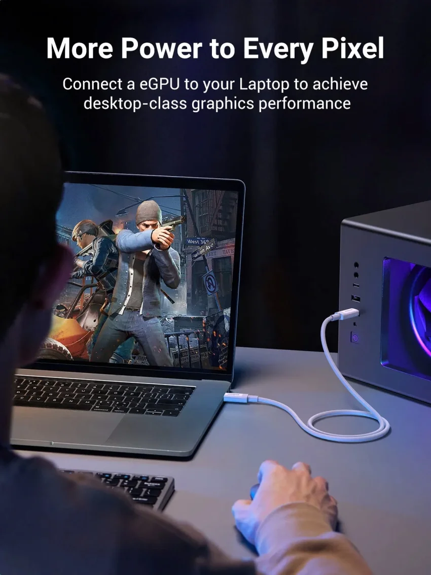 Ugreen 40113 0.8M 40Gbps 100W USB4.0 Màu Trắng Cáp USB-C Gen3 US506
