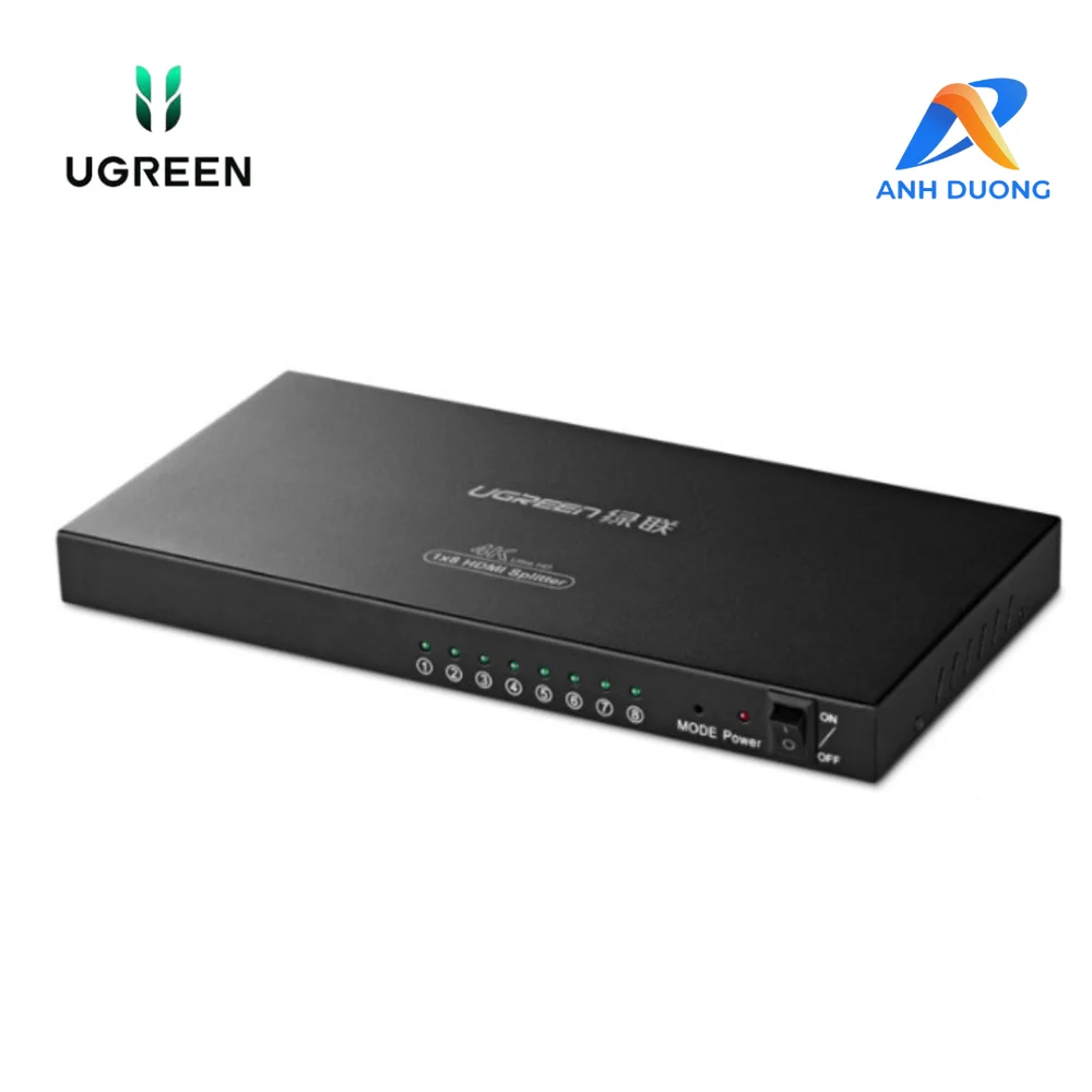 Ugreen 40203 Màu Đen Bộ chia HDMI 1 ra 8 hỗ trợ phân giải FULL HD 40203
