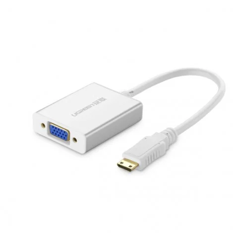 Ugreen 40217 15CM Màu Trắng Bộ chuyển Mini HDMI sang VGA vỏ nhôm MM112 — ảnh 3