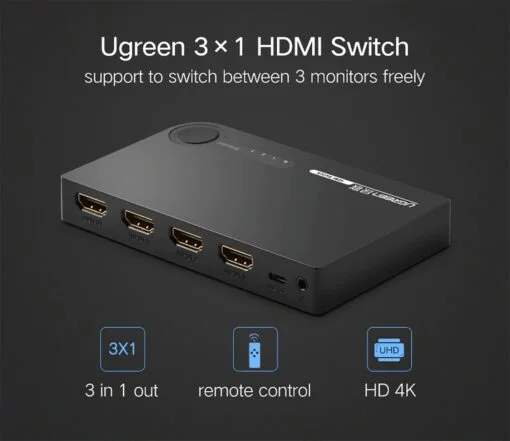 Ugreen 40234 Màu Đen Bộ gộp HDMI 3 vào 1 HDMI chuẩn 4.1 — ảnh 6