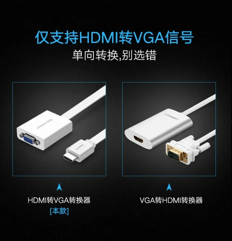 Ugreen 40247 Màu Trắng Bộ chuyển HDMI sang VGA dây dẹp kèm cổng âm thanh MM103 — ảnh 4