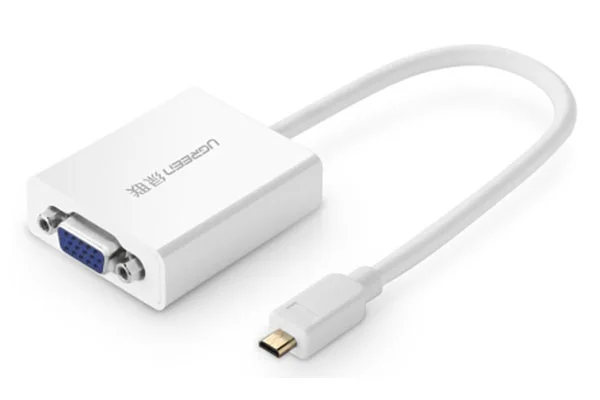 Ugreen 40269 15CM Màu Trắng Bộ chuyển Micro HDMI sang VGA kém cổng âm thanh MM111