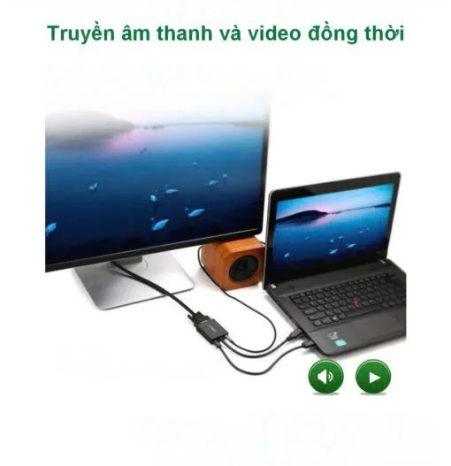Ugreen 40270 15CM Màu Đen Bộ chuyển Mini HDMI sang VGA MM112 — ảnh 3