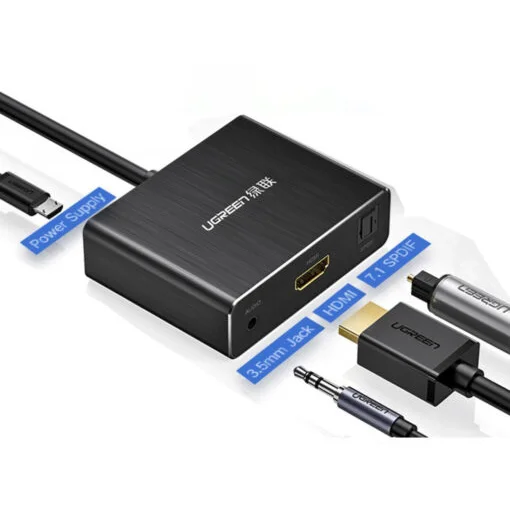 Ugreen 40281 15CM Màu Đen Bộ chuyển đổi HDMI sang HDMI kèm cổng âm thanh optical cao cấp — ảnh 2