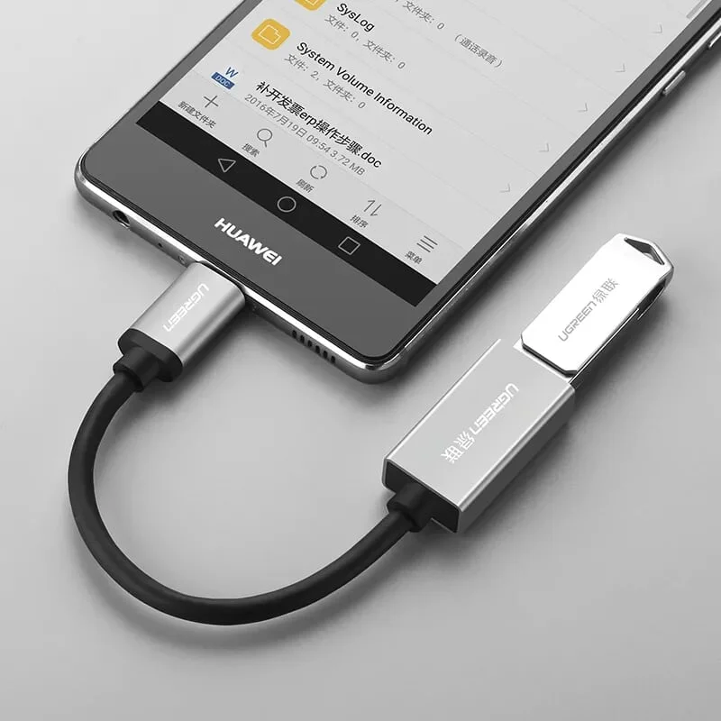Ugreen 40326 15cm màu Đen Dây USB Type-C hỗ trợ OTG US203