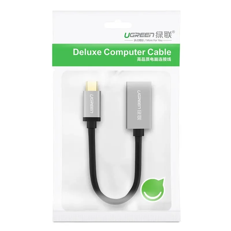 Ugreen 40326 15cm màu Đen Dây USB Type-C hỗ trợ OTG US203