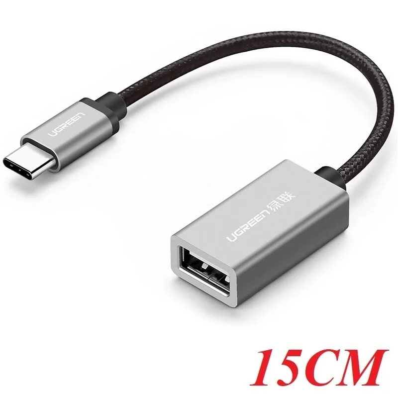 Ugreen 40326 15cm màu Đen Dây USB Type-C hỗ trợ OTG US203