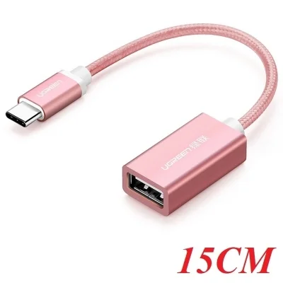 Ugreen 40327 15CM màu Hồng Cáp USB TypeC 2.0 OTG US203