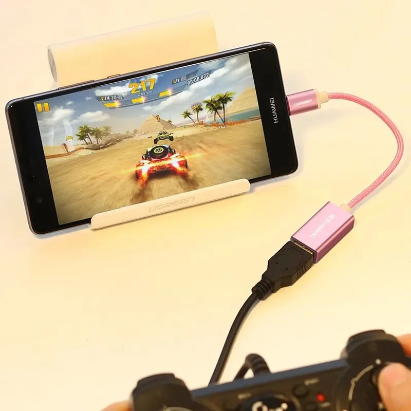 Ugreen 40327 15CM màu Hồng Cáp USB TypeC 2.0 OTG US203