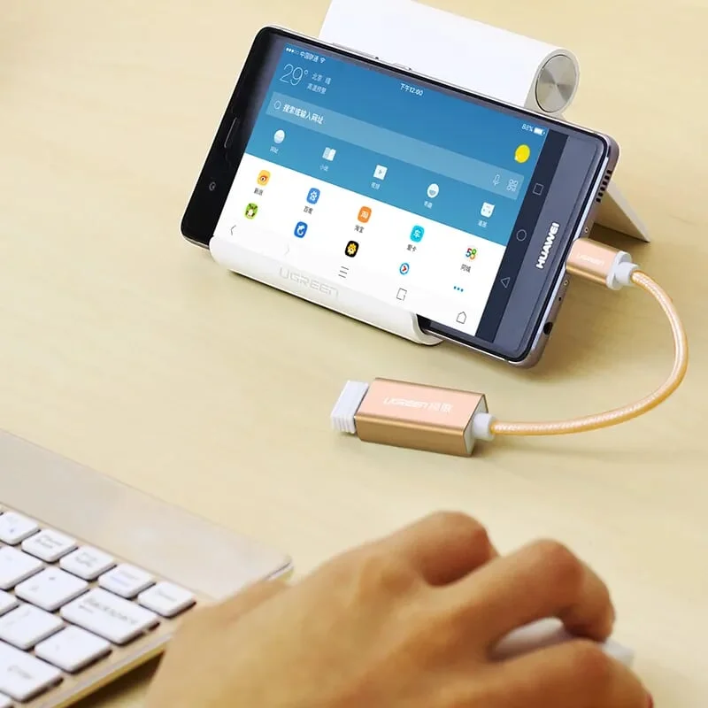 Ugreen 40328 15Cm màu Vàng Cáp USB TypeC 2.0 OTG US203