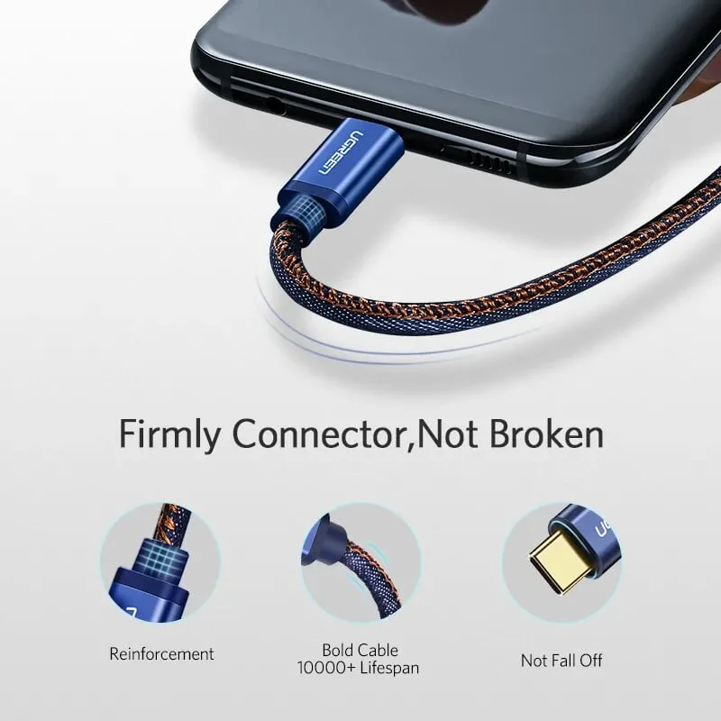 Ugreen 40343 0.5M màu Xanh Cáp sạc USB TypeC cao cấp US250 — ảnh 4