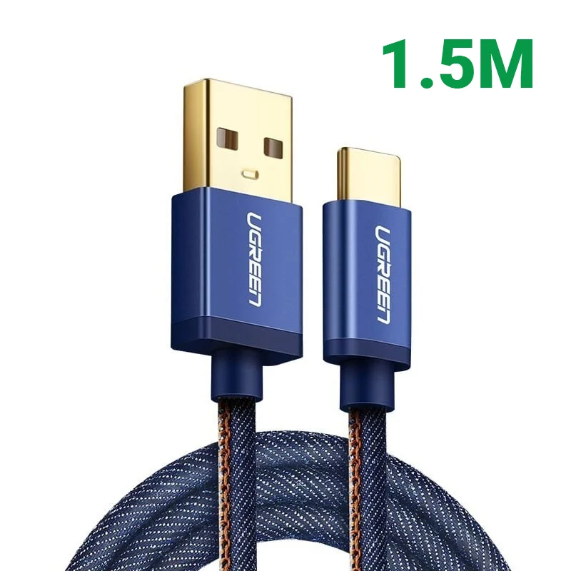 Ugreen 40345 1.5M màu Xanh Cáp sạc USB TypeC cao cấp US250