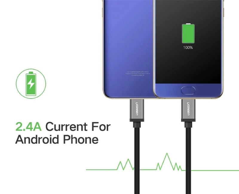 Ugreen 40347 0.5M màu Đen Cáp USB-A 2.0 sang 2 đầu Micro USB US196 — ảnh 7
