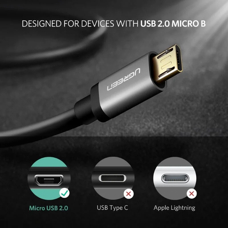 Ugreen 40348 1M màu Đen Cáp USB-A 2.0 sang 2 đầu Micro USB US196 — ảnh 12