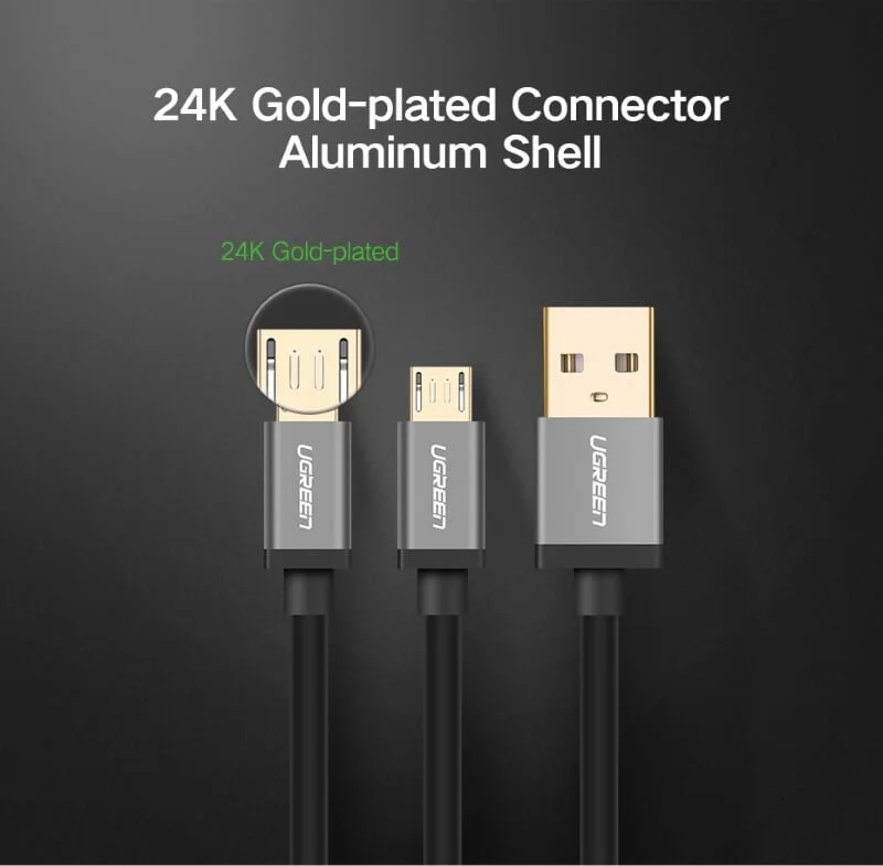 Ugreen 40349 1.5M màu Đen Cáp USB-A 2.0 sang 2 đầu Micro USB US196 — ảnh 9