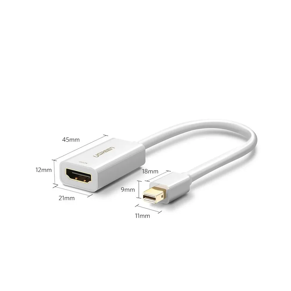Ugreen 40361 25CM màu Trắng Cáp chuyển đổi Mini DP sang HDMI hỗ trợ phân giải 4K x 2K MD112