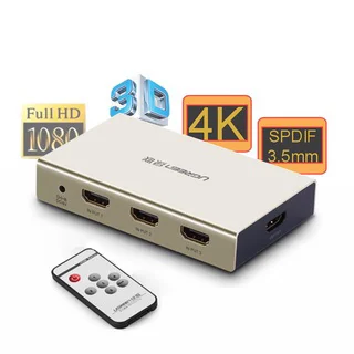 Ugreen 40369 Bộ gộp HDMI 3 vào 1 ra hỗ trợ 4K x 2K vỏ hộp kim cao cấp kèm cổng âm thanh MM128