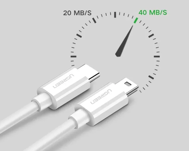 Ugreen 40418 1.5M màu trắng cáp USB Type-C sang mini USB US142