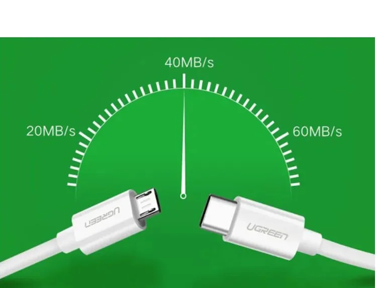 Ugreen 40419 1.5M màu trắng cáp USB Type-C sang micro USB US142