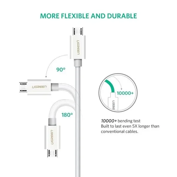 Ugreen 40419 1.5M màu trắng cáp USB Type-C sang micro USB US142