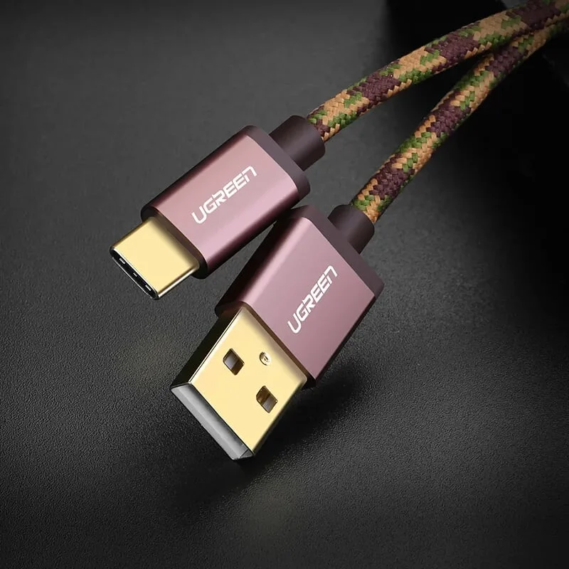 Ugreen 40431 2M màu Nâu Cáp sạc USB TypeC cao cấp US250
