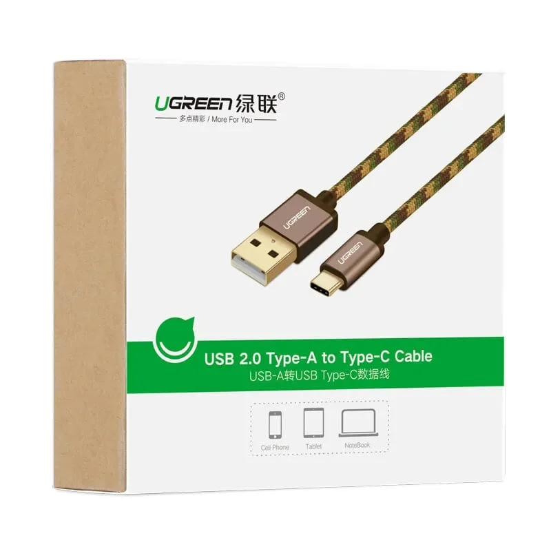 Ugreen 40431 2M màu Nâu Cáp sạc USB TypeC cao cấp US250