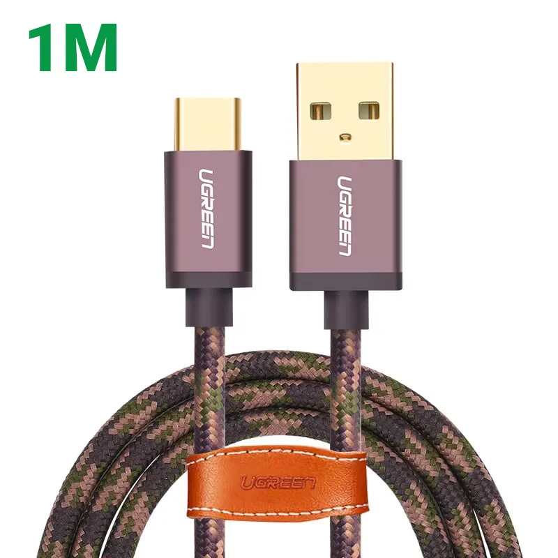 Ugreen 40429 1M màu Nâu Cáp sạc USB TypeC cao cấp US250